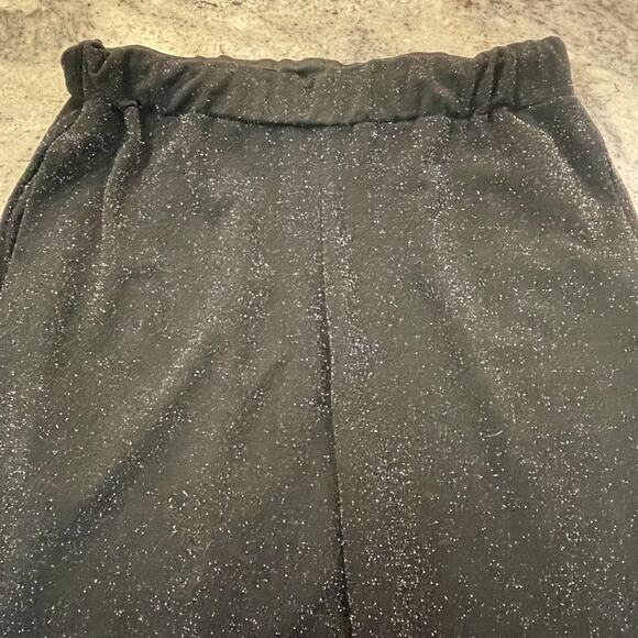 Black Wide Leg Shimmer Pants Medium - Picture 3 of 4